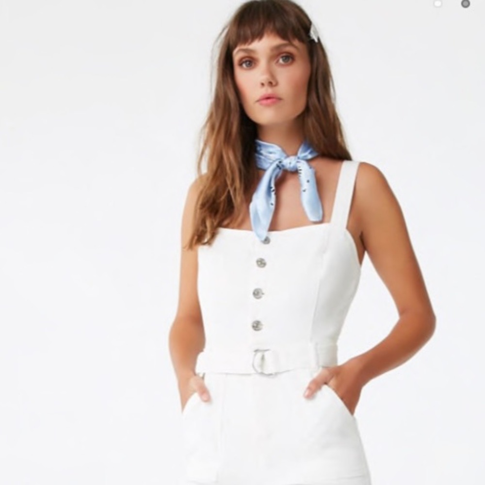 White Denim Jumpsuit